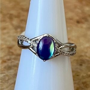 Bomb Party Retro RBP2195 Mystic Ombre Crystal on Triple Rhodium Band Ring
